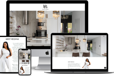 Regina Baker: An informative clean website for a luxury realtor. Clients can book a consultation call and search for properties through a link to the brokers website. 