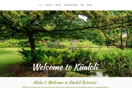 Kūaloli Retreats: Create new website to promote Hawaiian retreat