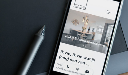 Plan 22: Custom portfolio website for Interior Architect. Owner Chantal choose the Kickstarter-2 package: logo design package - business card - letter template in Word - portfolio website