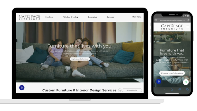 CapeSpace Interiors: We partnered with CapeSpace to build a complete digital foundation for their premium furniture brand. This included designing and developing a responsive e-commerce website, implementing an SEO-first structure, and creating content that brings their craftsmanship and design ethos to life online. The result is a digital ecosystem that not only showcases their products beautifully but also drives visibility, engagement, and sales.