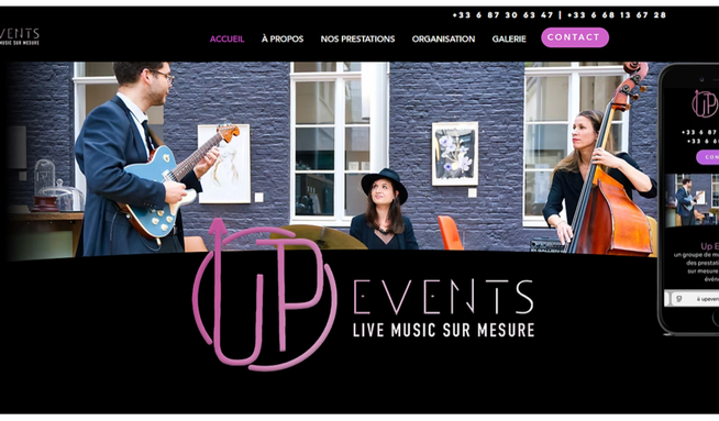 Up Events  un groupe de musique qui propose des prestations musicales sur mesure pour tous vos événements : Refonte totale du site vitrine + optimisation fiche Google My Profile + Seo en cours