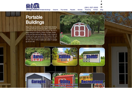 Mega Storage Solutions: Client sells Tiny Homes, Cabins, Portable Buildings, Garages, Playsets, Car Ports, and other types of buildings. The site is for Click-to-Brick solution with CRM integration. The client needed the content manager setup to enable them to add inventory as needed. Contact forms are  automated to add contacts to sales funnel software we provided as well. This automation includes calendars for each sales person at location.  