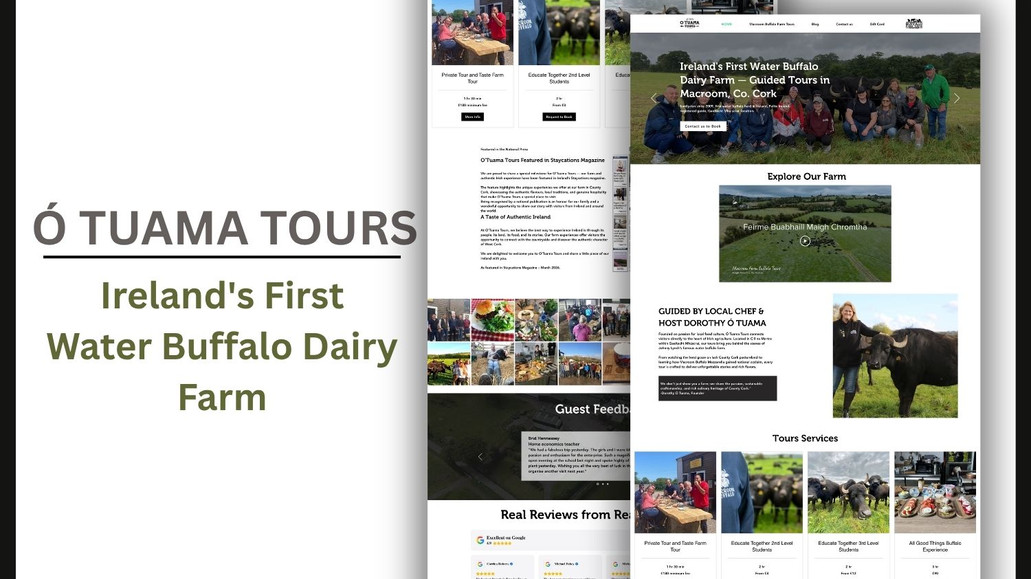 ÓTuama Tours: Complete website Design from scratch and embeded the Google Reviews.