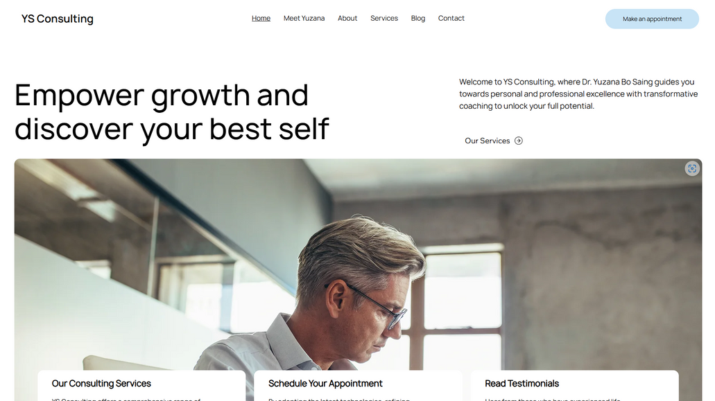YS Consulting: We have designed the UI/UX for the website with booking service integration and personal portfolio.