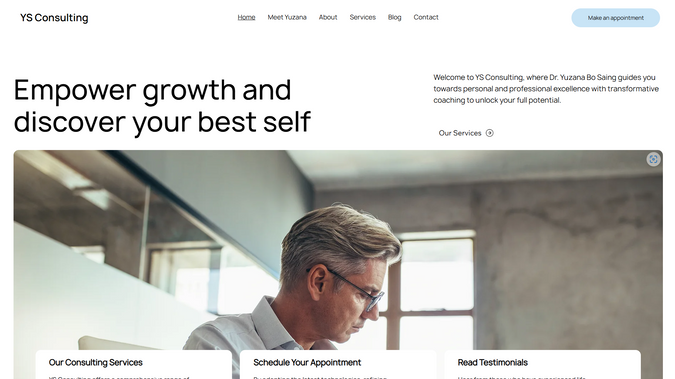 YS Consulting: We have designed the UI/UX for the website with booking service integration and personal portfolio.