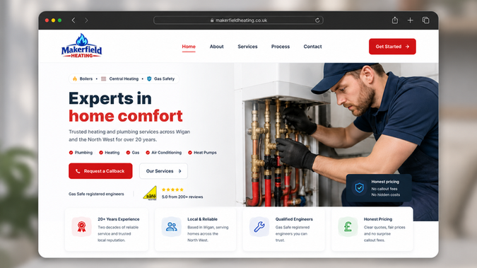 Makerfieldheating: Complete Website Redesign..