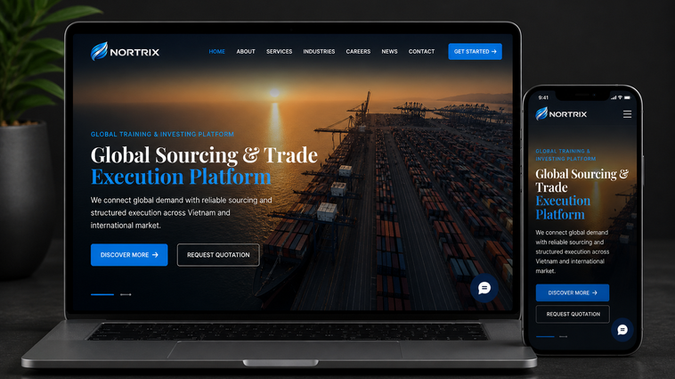 Nortrix : Complete website design for a Trading Company.