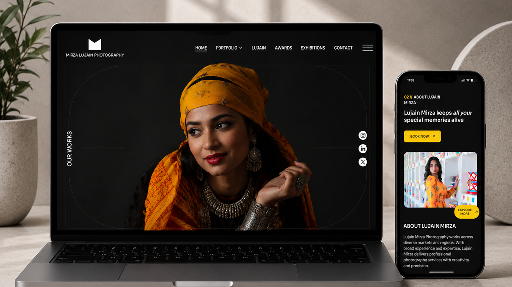 Lujain Mirza: I created this stunning photographer website for a client from Saudi Arabia. 