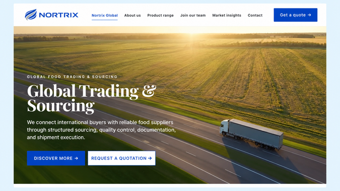 Nortrix : Complete website design for a Trading Company.