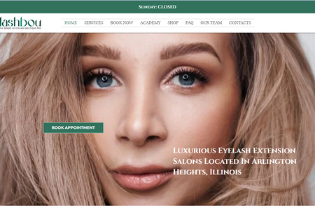 Lashbou Salon on Dundee Road, Chicago, IL: Site with booking services: eyelash extension, eyelash fills, eyelash removal, eyebrow services, and permanent makeup. Work done: content, design, website creation, third-party integration, SMM, Google Ads campaign, Email-marketing