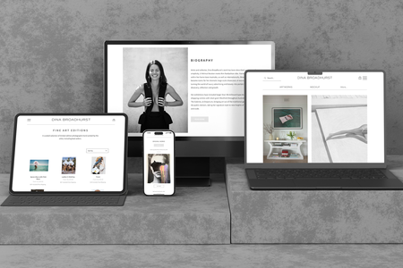 DINA BROADHURST: We re-designed this famous Sydney artist's website to improve the user experience and increase sales whilst maintaining the clean and sleek appearance of her previous site. 