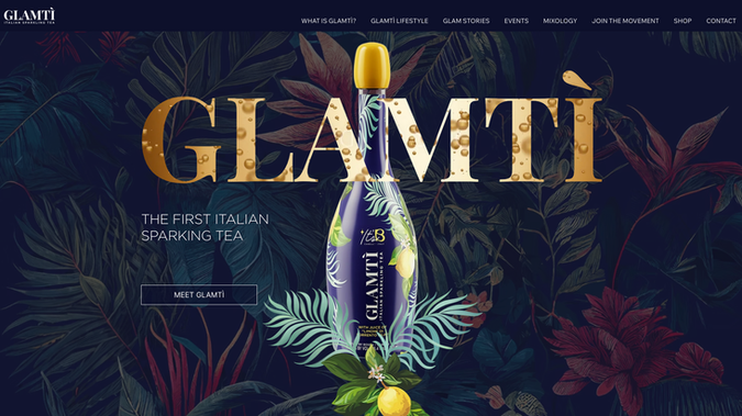 Glamtí-USA: An advanced website build on Wix Studio Platform includes animation series, hover interactions, mouse over effects, CMS, contact form, video sequences. 