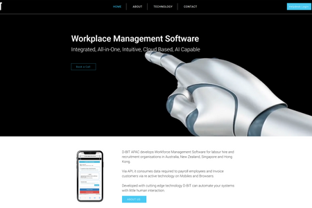 D-BIT: High tech site for a high-tech company; animated home page with coded form.