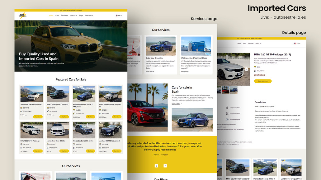 Car Dealer: Redesigned Autos Estrella from the old Wix Editor (Classic) to Wix Studio, delivering a fully custom, modern, and performance-focused website. Built with responsive layouts, clean UI, improved structure, and SEO-friendly architecture for better speed, scalability, and user experience.