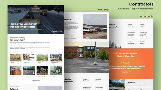 Contractors: Woodvalley Contractor (Construction Industry)
The website was designed and developed in Wix Studio, using a Wix Studio theme as the starting point but with a completely updated and customized design. I handled the full UI/UX, domain setup, mobile responsiveness, and also integrated CMS for managing services. The result is a modern, professional site that effectively showcases the client’s construction services with smooth performance across devices.