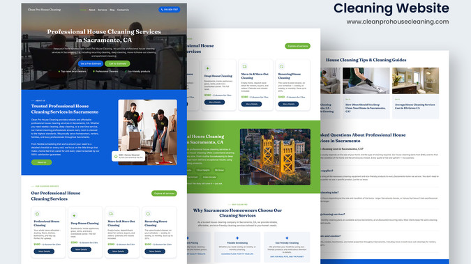 House cleaning: House Cleaning Services website rebuilt in Wix Studio with custom UI/UX, CSS Grid responsive design, SEO optimization, feature enhancements, and performance improvements after migrating from Vista-Wix.