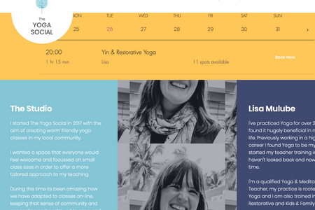 The Yoga Social: Lisa required a whole new, easy to use site design for her customers. We also rebranded slightly with some vibrant colours and colour blocks.