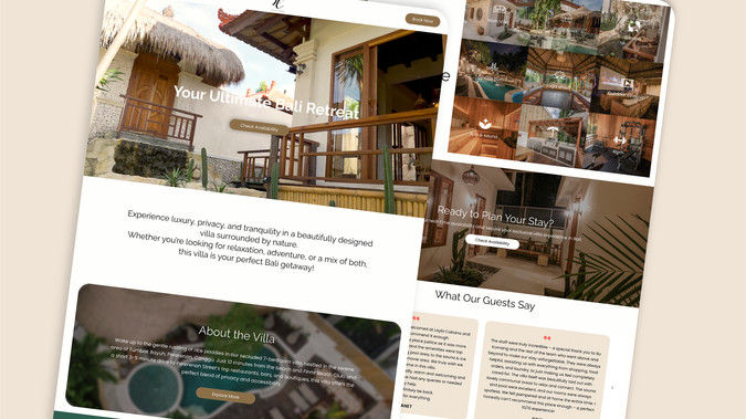 Layla Cabana Villa: A fantastic and stuning Villa website for a magically Bali paradise villa.
We did all design, concept, styling, implementation and setup external booking for this beautiful place