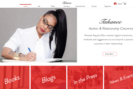 Tahanee: Tahanee is an Author & Relationship Columnist. We wanted to give her a website that gives off the same aesthetic as her book while having a clean, cut, professional look.