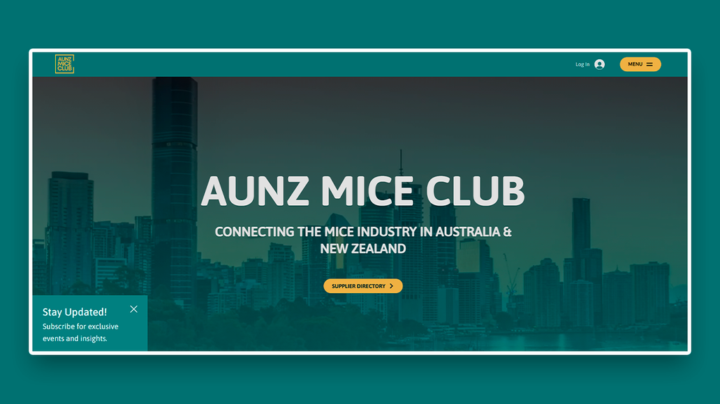 AUNZ MICE Club: CONNECTING THE MICE INDUSTRY IN AUSTRALIA & NEW ZEALAND. We have developed their new website on Wix Studio with a custom-coded registration process and custom filters
