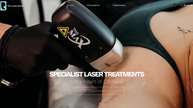 The Laser Room: For Cornwall Laser Specialists, a leading clinic offering advanced tattoo and hair removal treatments, I delivered a complete website overhaul focused on clarity, trust, and conversion.

The redesign transformed their online presence into a modern, informative, and results-driven platform, positioning the clinic as a local authority in aesthetic laser treatments.

Key project highlights include:

A full visual and structural redesign to enhance user experience and communicate professionalism and expertise.

Comprehensive service pages with in-depth treatment information to educate visitors and build confidence.

Integrated booking links and clear calls to action throughout, designed to drive enquiries and increase client leads.

SEO-optimised content and structured navigation to improve discoverability and support long-term growth.

A cohesive, clean visual identity aligned with the clinical precision and care of the brand.

This project delivered a complete digital transformation — turning Cornwall Laser Specialists’ website into a powerful tool for customer engagement and business growth.