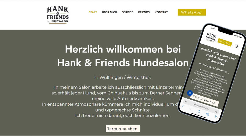 Hank & Friends Hundesalon: Design und SEO