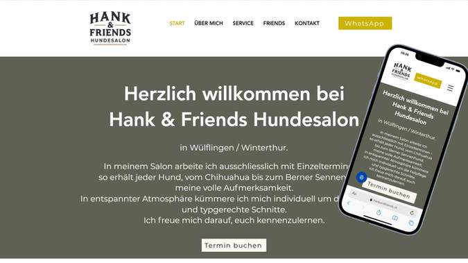 Hank & Friends Hundesalon: Design und SEO