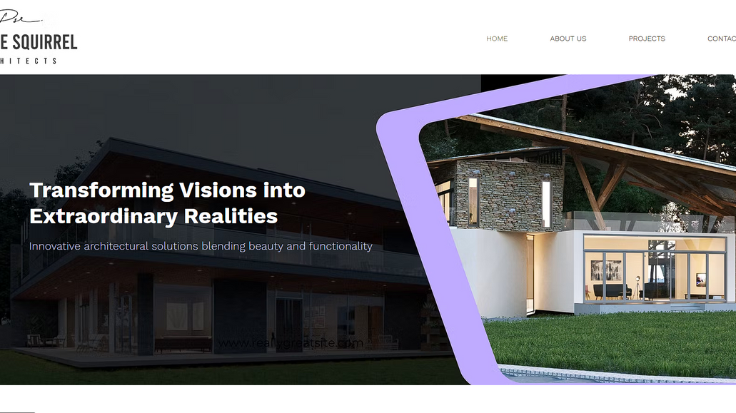 Purple Squirrel Architechts: We had the privilege of designing and developing Purple Squirrel Architects' website using Wix Studio, a platform known for its dynamic and customizable features. The website reflects the firm's commitment to creativity and innovation, showcasing its architectural expertise through sleek design, intuitive navigation, and seamless functionality.

With an emphasis on visual storytelling, the site highlights its projects, services, and unique approach to architecture, delivering an engaging user experience. Our goal was to create a digital presence that aligns with their brand identity and resonates with their audience.