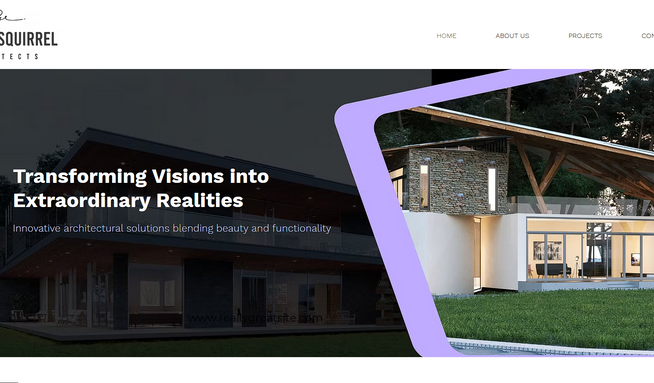 Purple Squirrel Architechts: We had the privilege of designing and developing Purple Squirrel Architects' website using Wix Studio, a platform known for its dynamic and customizable features. The website reflects the firm's commitment to creativity and innovation, showcasing its architectural expertise through sleek design, intuitive navigation, and seamless functionality.

With an emphasis on visual storytelling, the site highlights its projects, services, and unique approach to architecture, delivering an engaging user experience. Our goal was to create a digital presence that aligns with their brand identity and resonates with their audience.
