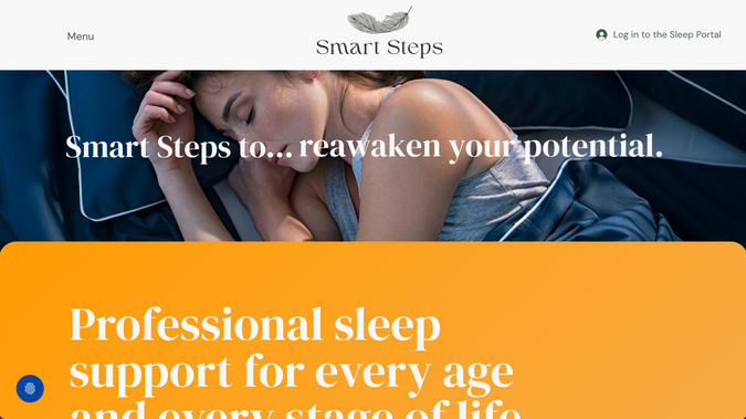 Smart Steps: Sleep consultancy for all age groups - from babies to menopause. Designed custom logo and built Wix Studio website with integrated members' area for client resources and programme access. Currently in final stages awaiting client approval.