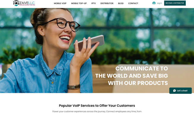 Zavellc: El diseño de la página web de Zave LLC está enfocado en destacar la conectividad y flexibilidad que sus servicios de VoIP ofrecen. La apariencia es moderna y profesional, utilizando una paleta de colores corporativos y una tipografía clara para transmitir confianza y tecnología avanzada. En cuanto al desarrollo, la web parece estar optimizada para la interacción y facilidad de uso, con un enfoque en la experiencia del cliente, proporcionando accesos rápidos a información relevante y destacando los beneficios de sus soluciones para comunicación empresarial.