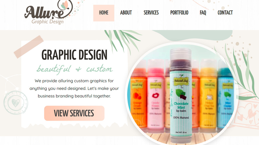 Allure Graphic Design: My own graphic design website that showcases my design portfolio, services I offer and blog.
