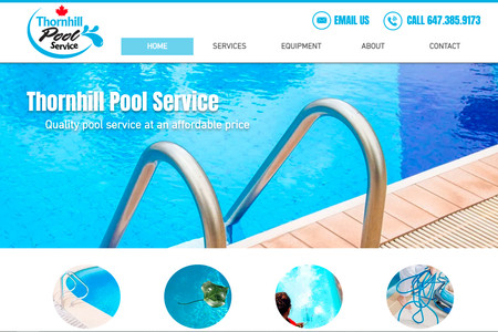 Pool Services Company: Created a summery custom website design for a pool service company in Toronto.