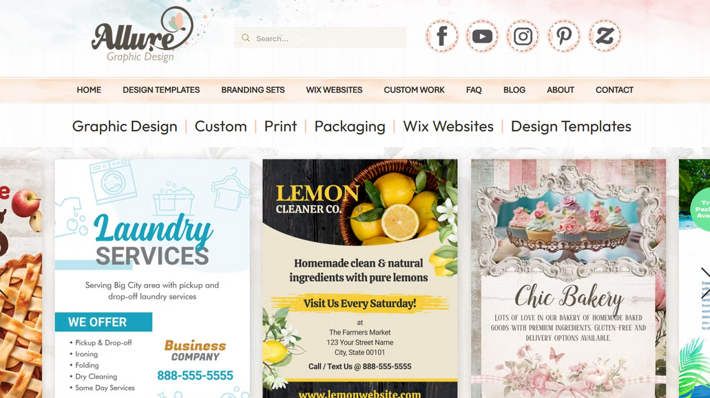 Allure Graphic Design: My own graphic design website that showcases my design portfolio, services I offer and blog.