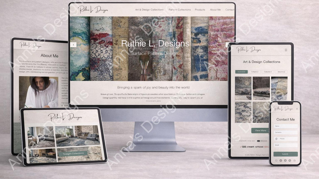 Ruthie L. Designs: Art & Design • Redesign

Ruthie L. Designs is a creative design and art brand inspired by nature, specializing in organic, abstract designs for homeware and fashion. 

The client wanted to redesign her existing website to showcase her artwork and collections in a simple, elegant way. 

The new site uses a minimal, image-focused layout that lets the artwork stand out, with dedicated sections for design collections, pattern collections, and rug designs — plus a clear pathway to her product-based store.

Result: The client was so happy with the refreshed direction that she had two more of her sites redesigned.