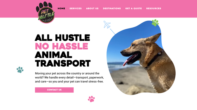 Pet Hustle: With a vibrant and engaging design, The Pet Hustle website offers a fun yet professional experience for pet owners in need of reliable transportation services. The site’s intuitive navigation and cheerful visuals create a welcoming atmosphere while providing clear details on service offerings, travel safety, and booking options. Friendly language, helpful resources, and real customer stories build trust, ensuring pet parents feel confident in their furry friend’s journey. Combining efficiency with personality, The Pet Hustle makes pet transportation stress-free, fun, and full of tail wags!