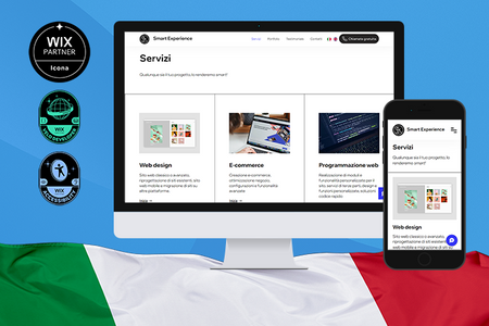 Smart Experience: Realizzazione di nuovo sito portfolio. Ottimizzazione dei contenuti per la corretta visualizzazione sui dispositivi mobili, impostazioni basilari del sito (favicon, email, dati aziendali ecc) e collegamento del dominio.