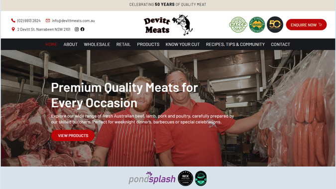 Devitt Meats: We partnered with Devitt Meats, a Sydney based wholesale and retail butcher, to deliver a high performing website that supports both brand credibility and commercial outcomes.

The project focused on advanced website design with a strong emphasis on user experience, clear navigation, and conversion driven layouts. The site structure was carefully planned to help customers quickly access product information, wholesale details, and key contact pathways, while maintaining a clean and professional visual identity.

A custom CMS with dynamic item pages was implemented, enabling efficient management of products and content while ensuring consistency and scalability as the business grows. This approach allows new items and updates to be published quickly without compromising design or usability.

From an SEO perspective, we configured essential and advanced SEO foundations to support local and organic search visibility across Sydney and surrounding areas. This included structured content, metadata optimisation, performance enhancements, and technical SEO best practices to improve discoverability and long term search performance.

Key outcomes:
- Advanced website design for a wholesale and retail food business
- Custom CMS with dynamic item pages for scalable content management
- UX focused layouts designed to support engagement and conversions
- Essential and advanced SEO configuration targeting Sydney based search intent