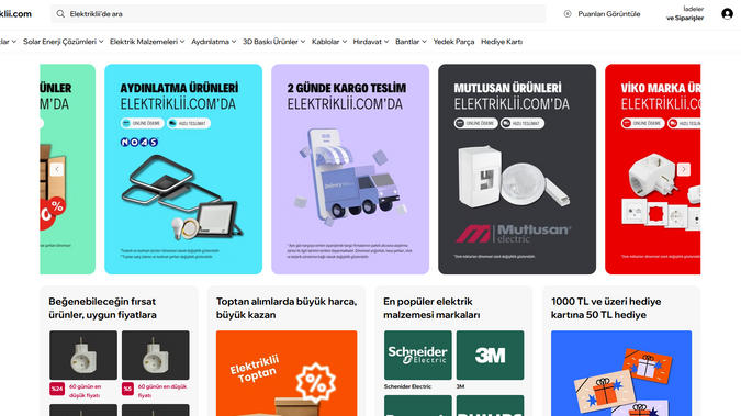 Elektriklii: Electric component ecommerce website design by Bizimuhit Wix agency. Automated userflows, loyalty program, responsive design and overall at one place. Visit elektriklii.com today to explore what we built.