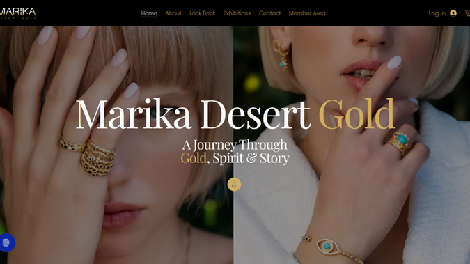 Marika Desert Gold: Design and development of a website for Marika Desert Gold, showcasing its fine jewelry collections, brand story, and craftsmanship, with a dedicated area for authorized retail partners.