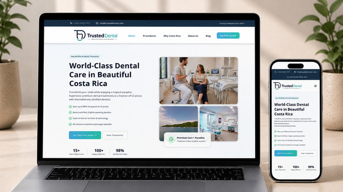 Trusted Dental – Modern Dental Clinic Website: Designed and developed this dental website from scratch to create a modern digital presence that reflects the professionalism, care, and trust patients expect from a leading dental practice. The goal was to deliver a clean, welcoming experience that helps visitors feel confident from the very first interaction while making it easy to explore treatments and schedule appointments.
Every element of the website was carefully planned with the patient journey in mind. From the custom UI/UX and intuitive navigation to the well-structured service pages, the design focuses on presenting information clearly and guiding visitors effortlessly through the site. The visual style balances a fresh, contemporary look with a sense of warmth and credibility, reinforcing the clinic's commitment to exceptional patient care.
Built with responsiveness, performance, and search engine best practices at its core, the website delivers a seamless experience across desktop, tablet, and mobile devices. More than a beautiful online presence, it serves as a valuable business asset that strengthens the clinic's reputation, builds lasting trust, and encourages more patients to take the next step with confidence.