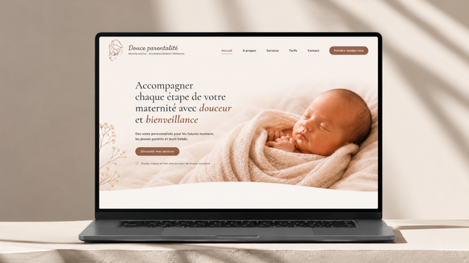 Douce parentalité – Site internet périnatal: Création du site internet la Douce Parentalité, un espace dédié à l’accompagnement des futurs et jeunes parents, proposant des prestations autour du bien-être de la femme, du bébé et de la parentalité.

L’objectif était de concevoir un site à la fois doux, rassurant et professionnel, reflétant pleinement l’univers bienveillant de la praticienne tout en facilitant la découverte de ses accompagnements et la prise de rendez-vous.

Le projet comprend un webdesign sur mesure, une navigation fluide, une structure pensée pour l’expérience utilisateur ainsi qu’un référencement naturel optimisé afin d’améliorer sa visibilité locale en Belgique.

Le site met en avant les différents accompagnements proposés : massage prénatal, massage postnatal, bain thérapeutique bébé, réflexologie bébé et enfants, accompagnement périnatal ainsi que le rééquilibrage énergétique, dans un univers cohérent, apaisant et intuitif.

Prestations réalisées :
✦ Webdesign sur mesure
✦ Refonte complète du site Wix
✦ Optimisation SEO
✦ ⁠Rédaction des contenus
✦ Création d’icônes personnalisées
✦ Optimisation des images
✦ Responsive (mobile & tablette)