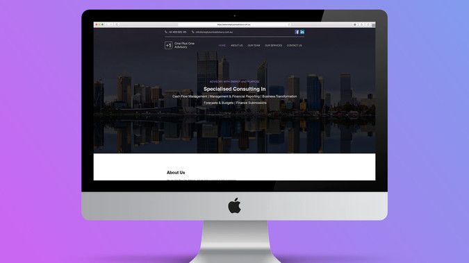 One Plus One Advisory: Perth Business Consultants and advisors. Full website design with business tools setup as well.