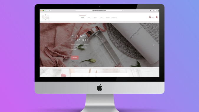 The Crystal Bottle Co: An awesome new crystal water bottle website. Featuring e-commerce and custom forms.