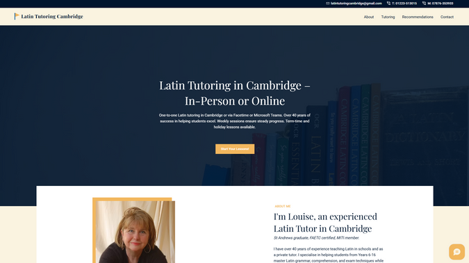 Latin Tutoring Cambridge: We recently completed a full redesign of the Latin Tutoring Cambridge website, creating a more polished and professional online presence that better reflects the quality of the tutoring offered. The new site features a cleaner layout, improved navigation, and a more user-friendly experience across all devices, making it easier for students and parents to find the right support and get in touch quickly.