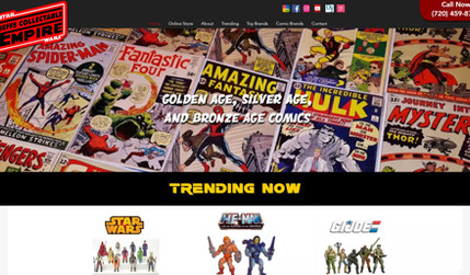 Jeff's Collectable Empire: I built this site to not only meet the needs of the store's physical presence but also its online presence.  Jeff's Collectable Empire owns one of the largest Star Wars collections in the world but also sells He-Man, Transformers, TMNT, GI Joe, Voltron, ThunderCats, Vintage Comics, and so much more.