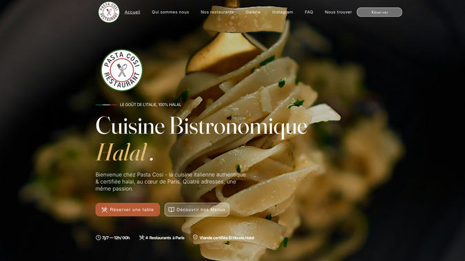 Pasta Cosi: 4 restaurants 
Website Design
Restaurant reservation system for the 4 restaurants 
+ Menu
SEO / GEO