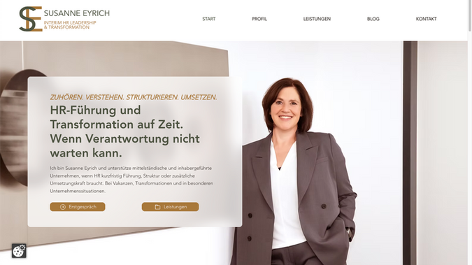 Susanne Eyrich | HR-Beratung: Neugründung, bei null angefangen. Logo und Website aus einer Hand, damit vom ersten Tag an alles zusammenpasst.