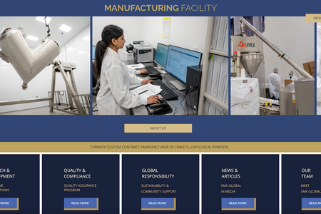 SMK Global: Website for Nutritional Supplements Manufacturing Facility in NJ