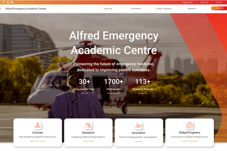 AEAC: A new website & brand development project for Alfred Emergency Academic Centre.
Operating Australasia’s busiest trauma centre, a major metropolitan emergency department and a community-based emergency department treating adult and paediatric patients, Alfred Health is a leader in the provision of emergency and trauma care. Our inter-disciplinary team works together to provide timely, quality care. Based on this ethos we have developed a broad range of education and knowledge exchange activities open to all healthcare professionals and delivered in collaboration with Monash University.